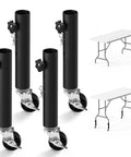 Straight Up Heavy Duty Metal Furniture Legs With Smooth Roll Caster Wheels Four Pack, 10.6 inch adjustable risers for tables.