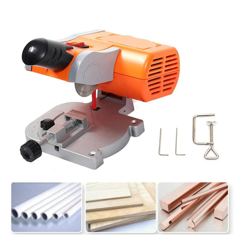 No Sweat Mini Benchtop Chop Saw 45 Degree Miter Angle Cutter For Quick Wood And Metal Cuts Dead On Precision Table Saw featuring razor sharp blade.