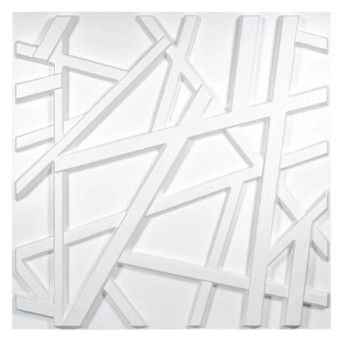 Dope 3D Wall Panels for Interior Decor Matte White Striped Geometric PVC panel 19.7 x 19.7 inches close-up view