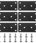 Heavy Duty Stainless Steel Mending Plates With Holes Six Pack with screws, flat straight design for wood and metal repair.
