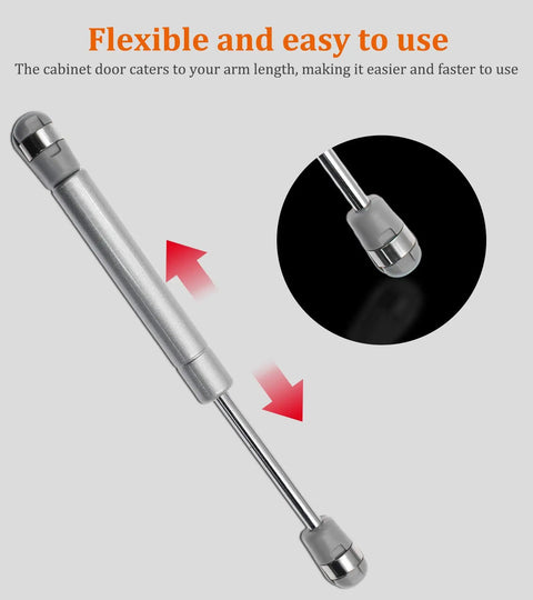 Four Pack 8 Inch Hydraulic Gas Lift Struts Soft Close Cabinet Door Supports showing flexibility and ease of use with gas strut design.