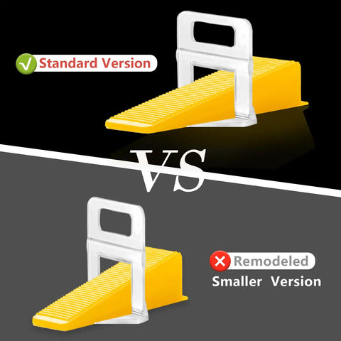 Comparison of Reusable Tile Leveling Wedges Set DIY Friendly Pro Grade Tile Leveling System Kit with standard and remodeled versions