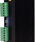 DM542 CNC digital microstep driver module; black heatsink, dual green terminal blocks, side view