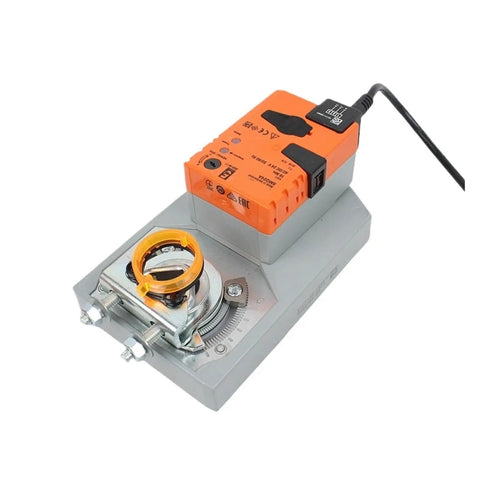 Heavy Duty 16Nm AC24V SMQ24A Motorized Damper Actuator For HVAC Vents with orange control unit and gray mounting base.