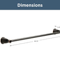 Kinla 24 Inch Towel Rack For Bathroom In Oil Rubbed Bronze, wall-mounted bar dimensions diagram with bronze finish end caps