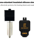 Flame-retardant silicone sleeve and 3D printer hotend nozzle featuring 'Caution Hot' label
