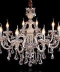 Cognac Color 8 Light K9 Crystal Chandelier With Silver Stainless Steel Frame, Modern Lux Pendant Lamp for elegant spaces