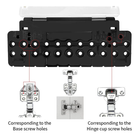 Black ABS plastic Shelf Pin Drilling Jig for Wobble Shelves No Fuss Quick Setup One Quarter Inch And Five Millimeter Hole Locator