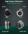 Beefed Up 150Amp 12V Alternator Fits Chevy Trailblazer 4.2L 2007 2009 GMC Envoy 4.2L 2007 2009 Isuzu Ascender 4.2L 2007 2008 Saab Nine Seven X 4.2L 2007 2009 CW Six Groove Pulley 8498 front side view