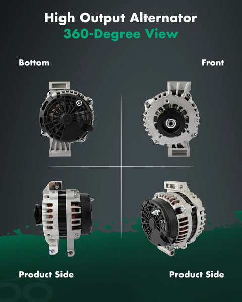 Beefed Up 150Amp 12V Alternator Fits Chevy Trailblazer 4.2L 2007 2009 GMC Envoy 4.2L 2007 2009 Isuzu Ascender 4.2L 2007 2008 Saab Nine Seven X 4.2L 2007 2009 CW Six Groove Pulley 8498 front side view