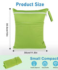 Green Cloth Diaper Wet And Dry Bags 2 Pack With Dual Zippered Pockets 30 cm x 36 cm Waterproof Reusable Organizer