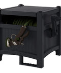 Hideaway Hose Reel With 100 Ft Capacity For Five Eighth Inch Vinyl Hose Durable Resin Build No Assembly Needed No Fuss Weatherproof Outdoor Garden Storage Compact 21 By 15.5 By 16 Inches Black