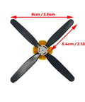 Top view of one propeller from Three Sets Of Four Blade Propellers For 500mm P51 Mustang Brushless RC Plane showing dimensions.