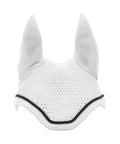 Dressage Saddle Pad And Crocheted Bonnet Set For Horses White And Black Two In One Equestrian Gear with contoured edging