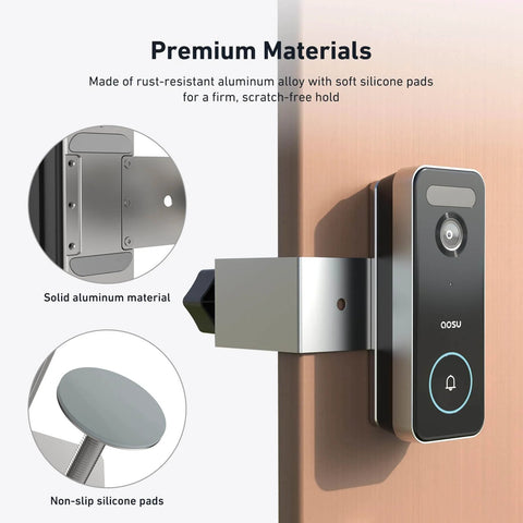 No Drill Door Mount For Video Doorbell SE Ultra Pro Fits Doors 0.82 To 2.08 Inches Thick With Gap Over 0.063 Inches installed