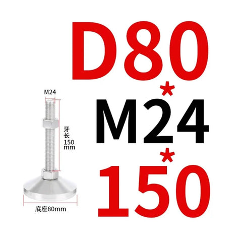 Beefy Adjustable Leg Set For Furniture, Stainless Steel Leveling Feet With M10-M24 Threads, Swivel Base And Articulating Design details