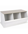 Three Bin Stackable Toy Storage Cubby Organizer For Kids Playroom And Bedroom Expandable Modular Toy Storage System In White Gray Woodgrain