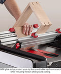 Pro Grade Spline Jig Kit For Router Table And Table Saw Making Badass Dovetail And Miter Joints with UHMW glide strips in use.