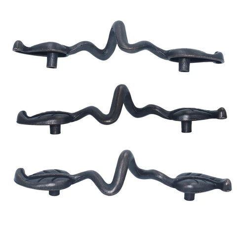 Six Pack Bronze Leaf Shape Drawer Pulls With Three Inch Center For Vintage Style Cabinets Retro Vibe 4.72 Inch Length Zinc Alloy Handles