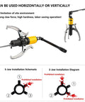 Go-To Hydraulic Gear Puller Kit With Quick-Lock Two Or Three Jaws showing 3-jaw and 2-jaw installation diagrams for use in the garage.