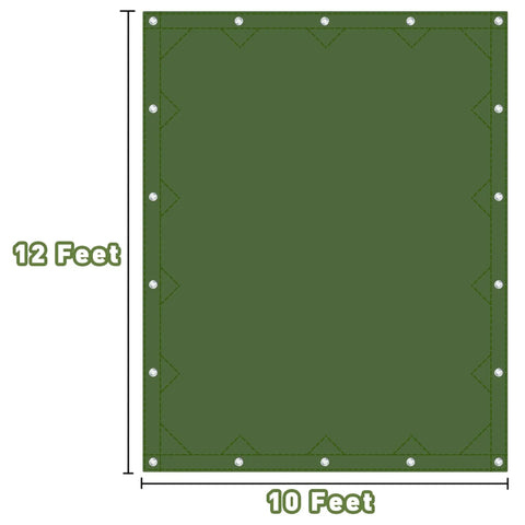 Diagram of a Heavy Duty Canvas Tarp 10x12 Feet with Rustproof Aluminum Grommets Every 24 Inches All Weather Ready Multipurpose Tarpaulin Cover