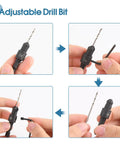 Adjusting a 5Pc Countersink And Counterbore Drill Bit Set for 5 to 12 screws, M2 pilot bits, one-quarter inch hex shank, 82-degree chamfer