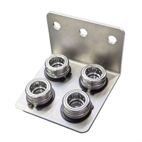 Heavy Duty Hydraulic Quick Coupler For Tractors And Crop Sprayers Rated At 3600 Psi Featuring Fast Push Pull Action That Works With Gloves On Cutting Down Downtime Big Time So You Can Finish Your Field Work Without Frustration Or Delays Today, four couplers on bracket