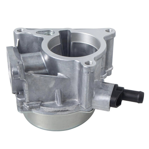 QUYDDC brake vacuum pump, front-angled view; silver aluminum casting with black plastic port