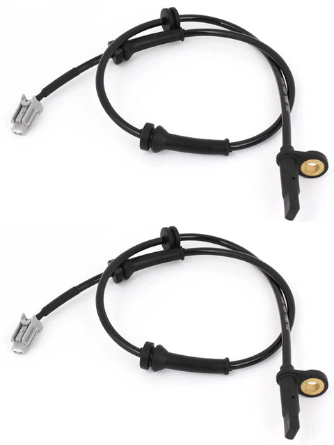 Premium Garage Approved Pair Of Front Abs Wheel Speed Sensors For 2008-2014 Nissan Rogue And 2007-2013 Nissan X Trail 2.5L No Sweat Drop In Bolt On Swap Quality Fix with black wiring.
