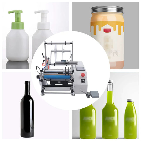 Heavy Duty Semi Automatic Round Bottle Labeling Machine for Smooth Wraps and Snappy 20 to 40 Bottle Per Minute Throughput.