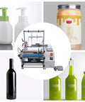 Straight Up Reliable Semi Automatic Bottle Labeling Machine with fast electric label applicator for round containers and various bottles.