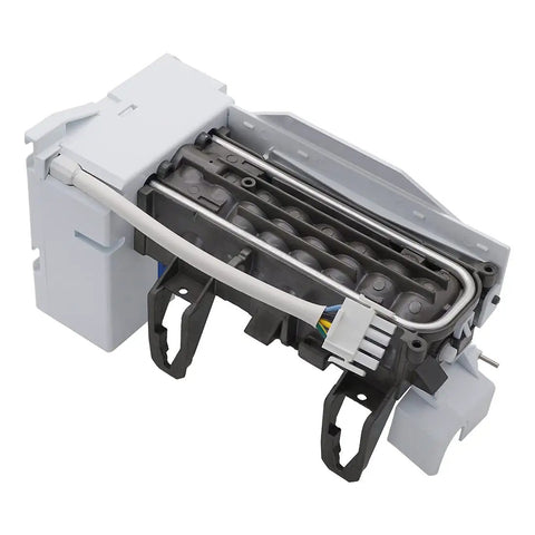 Ice Maker Replacement Kit For Refrigerators Compatible With GE Hotpoint And RCA Models Replaces WR30X0327 WR30X10061 AP4345120 PS1993870 Includes End Mounted Fill Cup Fill Tube And Wiring Harness For Quick Fix And Easy Install showing assembled view