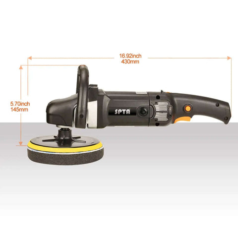 Side view of 7 Inch Rotary Car Polisher With 1200W Motor, Variable Speed Control, Digital Display, Auto Detailing Buffer Kit
