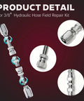 Two-piece 3/8-in hydraulic hose repair kit with reusable 2-wire fittings; chrome metal connectors
