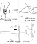 Diagram showing installation of T Handle Shed Door Lock Kit With 5 Keys, Adjustable 5.5 Inch Stem, Beefy Industrial Grade Steel