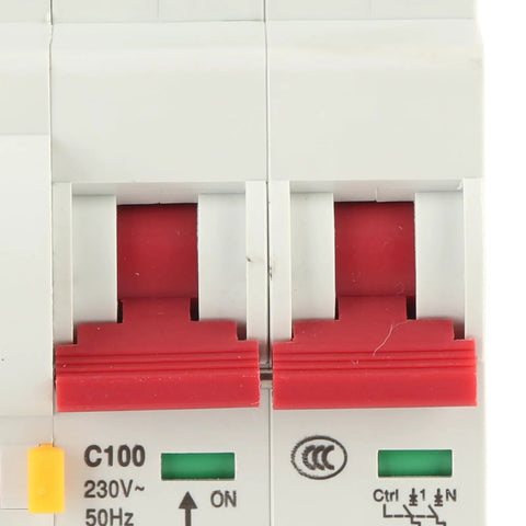 Close-up of Smart Circuit Breaker 2P 100A AC220V with Built In Antenna and Flame Retardant Shell for DIY Wiring