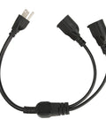 Heavy Duty Three Pin To Two Outlet Power Extension Cord With Hella Roomy Flexible Spacing Perfect For Bulky Adapters And Large Chargers, black Y splitter design.
