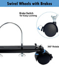 Tceapoo oil heater wheel bracket with 360° swivel wheels and brake, black metal base, U-shaped handle