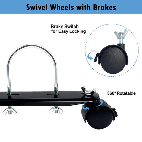 Tceapoo oil heater wheel bracket with 360° swivel wheels and brake, black metal base, U-shaped handle