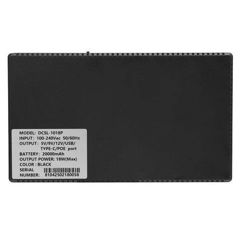 Heavy Duty Ups Battery Backup At 20000Mah Capacity With Smart Safety Shield, black power supply with specifications label.