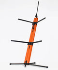 Fat Toad Column Dj Keyboard Stand Two Tier Mic Boom Adapter Sliding Tower For Digital Turntable Audio Gear Synthesizer in orange.