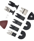 Workhorse Oscillating Saw Blades Kit for Multitool with high carbon steel blades, quick release, long wavy teeth, sandpaper