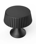 Matte Black Cabinet Knobs 10 Pack Kitchen Drawer Hardware Modern Cabinet Pulls Bathroom Vanity Set With Screws top view of ribbed round knob