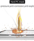Hard PC mask demonstrating anti-pressure, anti-corrosion, and anti-explosion properties under impact.