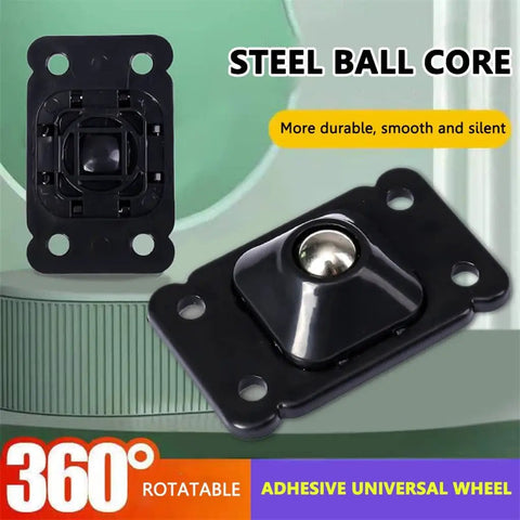 Peel Stick Self Adhesive Caster Wheels Universal Swivel Pulleys with steel ball core for 360 degree spin and load movement.