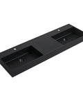 Premium 60 Inch Thick Edge Bathroom Resin Sink With Slick Finish Heavy Duty Build And Sleek Line Designs That Slaps Hard On Vanity Tops While Staying Clean And Totally Dope Daily, double basin layout.