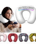 Custom U Shaped Neck Pillow With Your Design, Personalized Memory Foam Travel Pillow options in various colors and designs