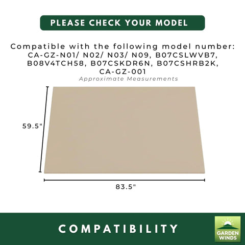 RipLock 350 Replacement Canopy Top Cover For Cobana 8x4.6 Gazebo Beige Easy-Fit For CA-GZ-N01 N02 N03 N09 Models diagram