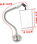 360 Degree Swivel Inspection Mirror With Adjustable Head And Telescoping Reach For Mechanics And Auto Pros Great For Tight Spots And Blind Corners In The Garage, displaying a flexible arm and rectangular mirror with measurements.
