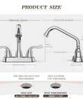 Brushed Nickel Utility Sink And Laundry Faucet For Home Use, 4 Inch Center Set, 360 Rotating Swivel Spout Size Diagram